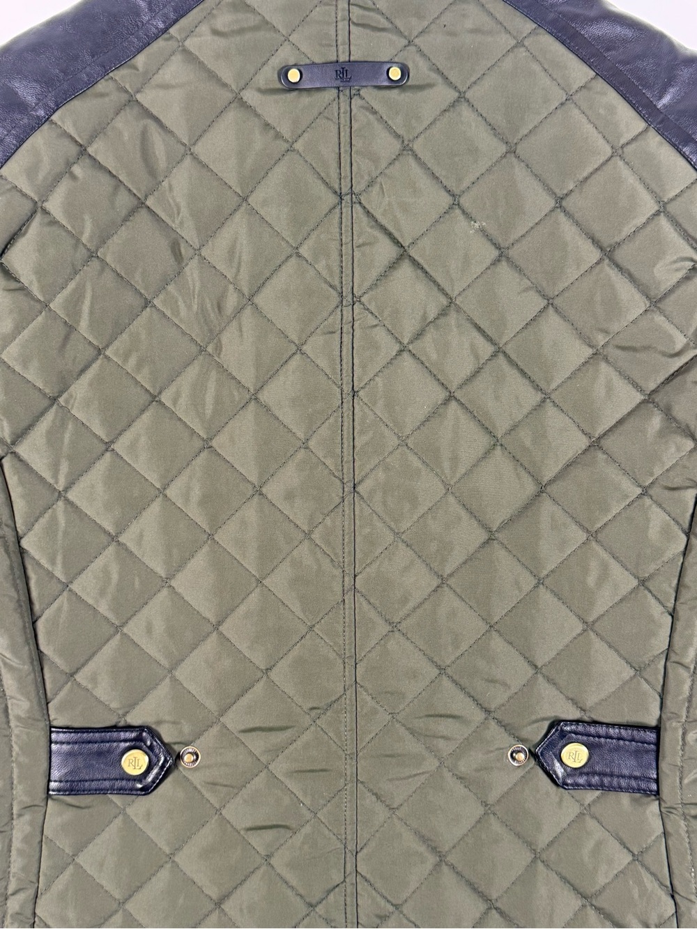 Ralph Lauren Quilted Olive Green Puffer with Black Trim - Picture 9 of 11